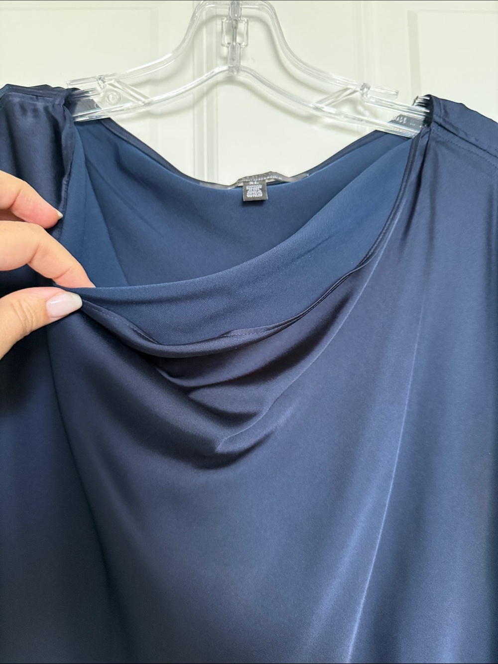White House Black Market Navy Cowl Neck Sleeveless Blouse - Picture 5 of 8
